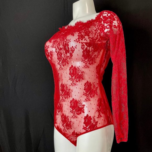 LONG SLEEVE LACE BODYSUIT - Picture 3 of 8
